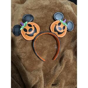 Disney-Parks Minnie Ears Halloween Pumpkin Ears Jack O' Lantern Headband